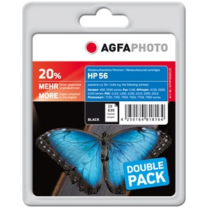 AgfaPhoto APHP56BDUO - Agfaphoto Tintenpatronen Doppelpack, schwarz, ersetzen HP 56 C9502AE