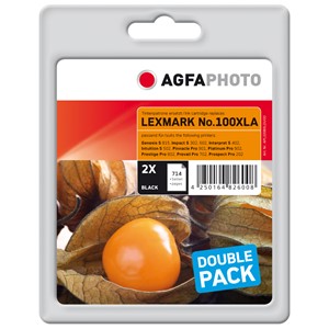 AgfaPhoto APL100BXLDUOD - Agfaphoto Tintenpatronen Doppelpack, schwarz, ersetzt Lexmark 14N1092