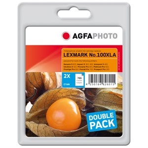 AgfaPhoto APL100CXLDUOD - Agfaphoto Tintenpatronen Doppelpack, cyan, ersetzt Lexmark 14N1093