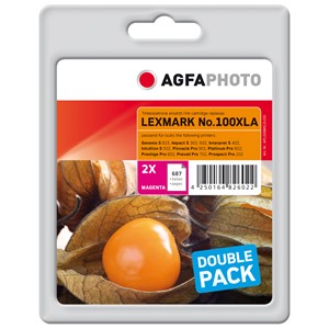 AgfaPhoto APL100MXLDUOD - Agfaphoto Tintenpatronen Doppelpack, magenta, ersetzt Lexmark 14N1094