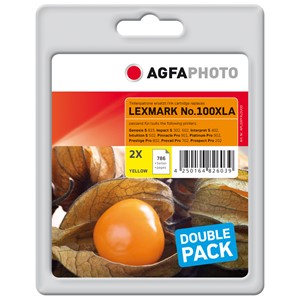 AgfaPhoto APL100YXLDUOD - Agfaphoto Tintenpatronen Doppelpack, yellow, ersetzt Lexmark 14N1095
