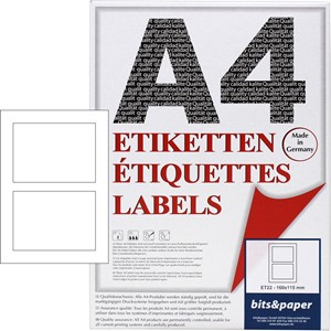 bits&paper ET22L - Etiketten, 160 x 115 mm, 100 Bögen