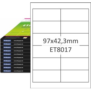bits&paper ET8017XL - Universal-Etiketten, 97 x 42,3 mm auf A4, 1000 Bögen