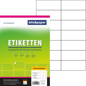 bits&paper ET8021L - Universal-Etiketten, 105 x42,4 mm auf A4, 100 Blatt = 1400 Etiketten