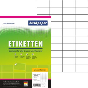 bits&paper ET8045L - Universal-Etiketten, 52,5 x 29,7 mm auf A4, 100 Blatt = 4000 Etiketten