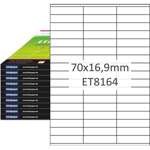 bits&paper ET8164XL - Universal-Etiketten, 70 x 16,9 mm auf A4, 1000 Bögen