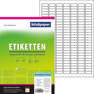 bits&paper EW7005L - Wiederablösbare Etiketten, 25,4x10 mm, 18900 Etiketten, 100 Blatt