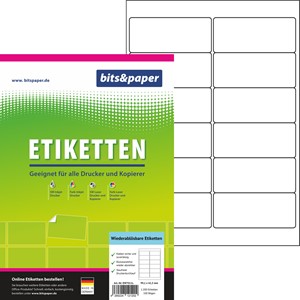 bits&paper EW7011L - Wiederablösbare Etiketten, 99,1x42,3 mm, 1200 Etiketten, 100 Blatt