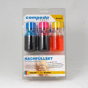 Compedo REFILL09 - Refill-Tintenset für Brother, cyan, magenta, yellow