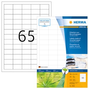 HERMA 10820 - Herma Recycling Etiketten, naturweiß, 38,1x21,2 mm, 100 Blatt