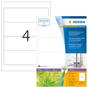 HERMA 10835 - Herma Recycling Ordner-Etiketten, naturweiß, 192x61 mm, 100 Blatt