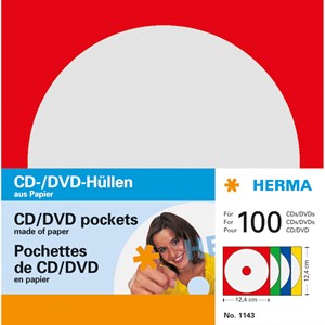 Herma 1143 - CD/DVD-Papierhüllen, farblich sortiert, 124x124 mm, 100 Stück
