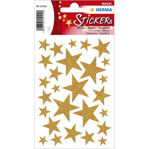 HERMA 15129 - Magic Weihnachtssticker, Sterne gold
