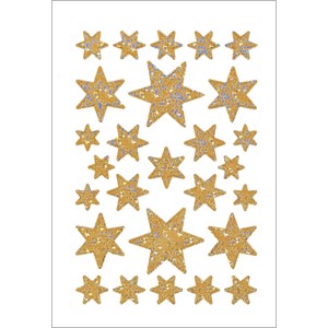 HERMA 3916 - Herma Weihnachtssticker, Sterne, Irisfolie gold