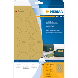 HERMA 4106 - Herma Etiketten, gold, 58,4 x 42,3 mm, 25 Blatt