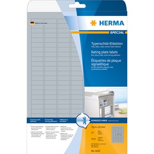 HERMA 4220 - Herma Typenschild Etiketten, silber, 25 x 10 mm, 25 Blatt