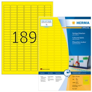 HERMA 4237 - Farbige Etiketten, gelb, 25,4 x 10 mm, 100 Blatt