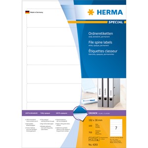 HERMA 4283 - Herma Ordner-Etiketten, weiß, 192 x 38 mm, 100 Blatt