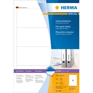 HERMA 4284 - Herma Ordner-Etiketten, weiß, 192 x 61 mm, 100 Blatt