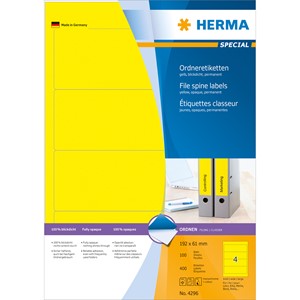HERMA 4296 - Herma Ordner-Etiketten, gelb, 192 x 61 mm, 100 Blatt