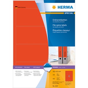 HERMA 4297 - Herma Ordner-Etiketten, rot, 192 x 61 mm, 100 Blatt
