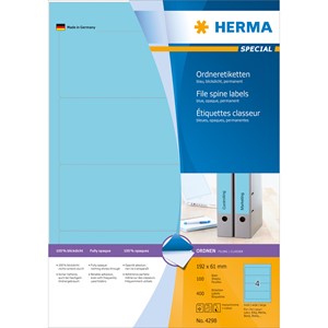HERMA 4298 - Herma Ordner-Etiketten, blau, 192 x 61 mm, 100 Blatt