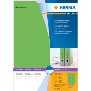 HERMA 4299 - Herma Ordner-Etiketten, grün, 192 x 61 mm, 100 Blatt