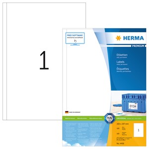 HERMA 4458 - Herma Universal-Etiketten, weiß, 200 x 297 mm, 100 Blatt