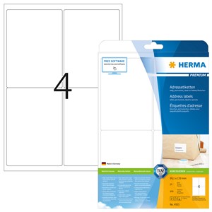HERMA 4503 - Adressetiketten, weiß, 99,1 x 139 mm, 25 Blatt