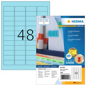 HERMA 4547 - Farbige Etiketten, blau, 45,7 x 21,2 mm, 100 Blatt