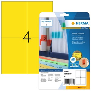 HERMA 4561 - Farbige Etiketten, gelb, 105 x 148 mm, 20 Blatt