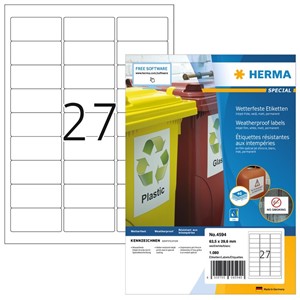 HERMA 4594 - Inkjet-Etiketten, weiß, 63,5 x 29,6 mm, 40 Blatt
