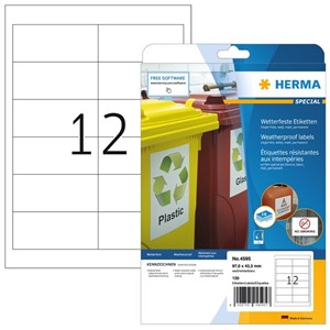 HERMA 4595 - Inkjet-Etiketten, weiß, 97,0 x 42,3 mm, 10 Blatt