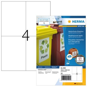 HERMA 4599 - Inkjet-Etiketten, weiß, 105,0 x 148,0 mm, 40 Blatt