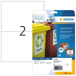 HERMA 4600 - Inkjet-Etiketten, weiß, 210,0 x 148,0 mm, 10 Blatt