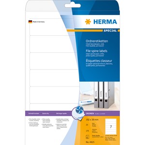 HERMA 4825 - Herma Inkjet Ordneretiketten, weiß, 192 x 38 mm, 25 Blatt