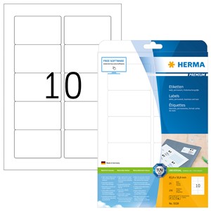 HERMA 5028 - Herma Universal-Etiketten, weiß, 83,8 x 50,8 mm, 25 Blatt