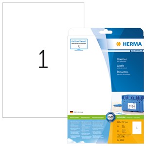 HERMA 5065 - Herma Universal-Etiketten, weiß, 210 x 297 mm, 25 Blatt