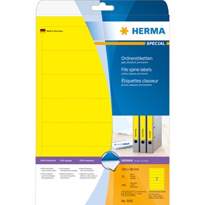 HERMA 5091 - Herma Ordner-Etiketten, gelb, 192 x 38 mm, 20 Blatt