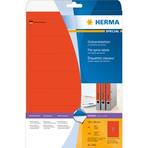 HERMA 5092 - Herma Ordner-Etiketten, rot, 192 x 38 mm, 20 Blatt