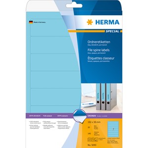 HERMA 5093 - Herma Ordner-Etiketten, blau, 192 x 38 mm, 20 Blatt