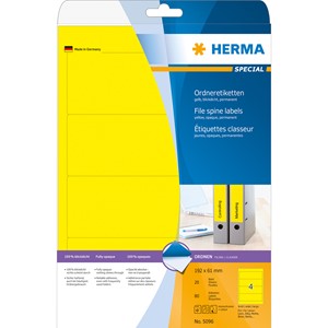 HERMA 5096 - Herma Ordner-Etiketten, gelb, 192 x 61 mm, 20 Blatt