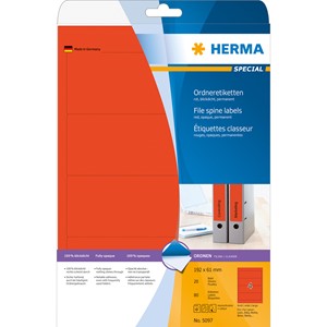 HERMA 5097 - Herma Ordner-Etiketten, rot, 192 x 61 mm, 20 Blatt