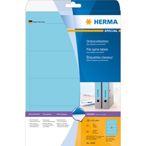 HERMA 5098 - Herma Ordner-Etiketten, blau, 192 x 61 mm, 20 Blatt