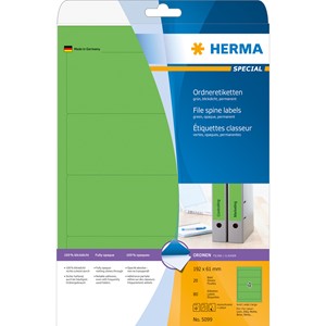 HERMA 5099 - Herma Ordner-Etiketten, grün, 192 x 61 mm, 20 Blatt