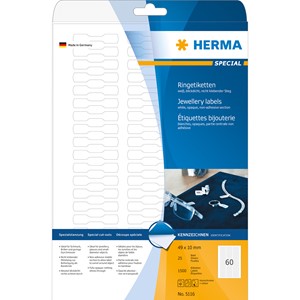 HERMA 5116 - Herma Ringetiketten, weiß, 49 x 10 mm, 25 Blatt