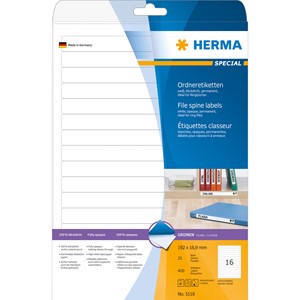 HERMA 5118 - Herma Ordner-Etiketten, weiß, 192 x 16,9 mm, 25 Blatt