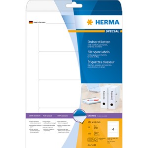 HERMA 5121 - Herma Ordner-Etiketten, weiß, 157 x 61 mm, 25 Blatt