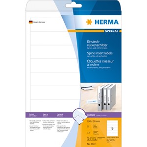 HERMA 5122 - Herma Einsteckrückenschilder, weiß, 190 x 30 mm, 25 Blatt