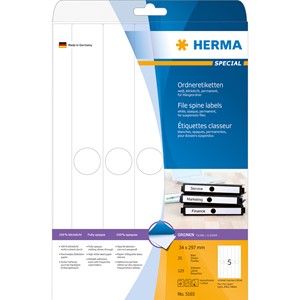 HERMA 5165 - Herma Hängeordneretiketten, weiß, 34 x 297 mm, 25 Blatt